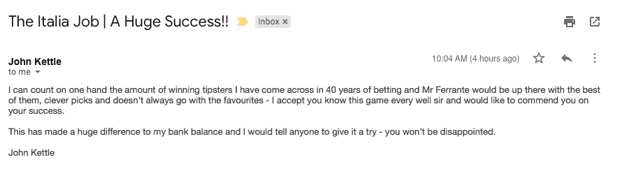 The Italia Job testimonial desktop 1