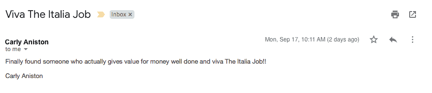 The Italia Job testimonial desktop 11